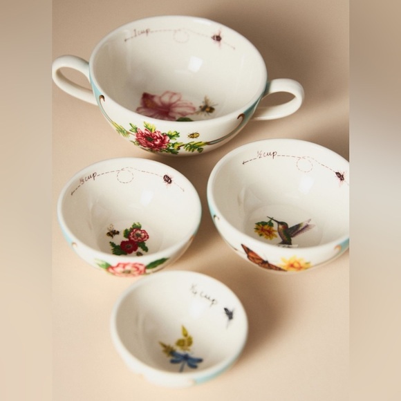 Anthropologie Lou Rota Mother Nature Floral Measuring Cups Set of 4 New With Tag - Picture 3 of 12